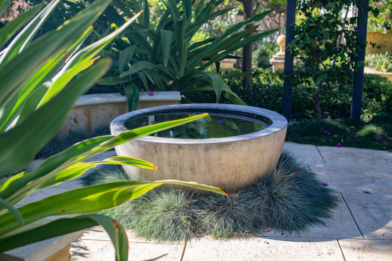 a half sphere pond and fountain in-situ