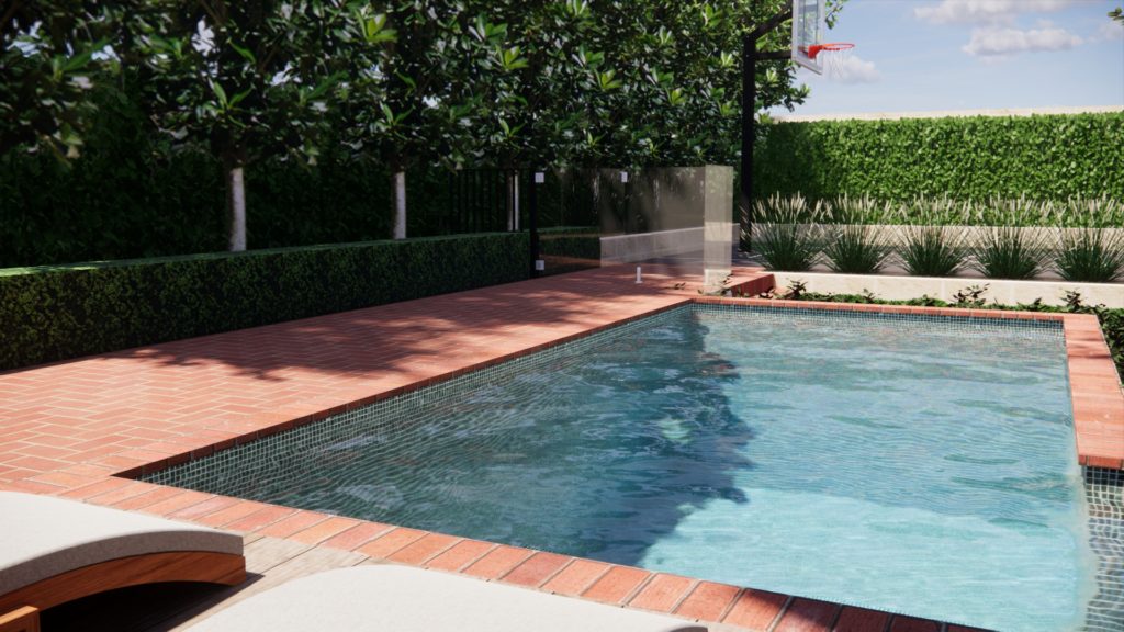 a 3d render of a tiled concrete pool